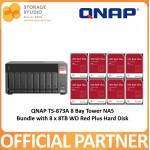 QNAP TS-873A 8 Bay Tower NAS Bundle with 8 x WD Red Plus 8TB NAS Hard Disk. Singapore Local Warranty 3 Years